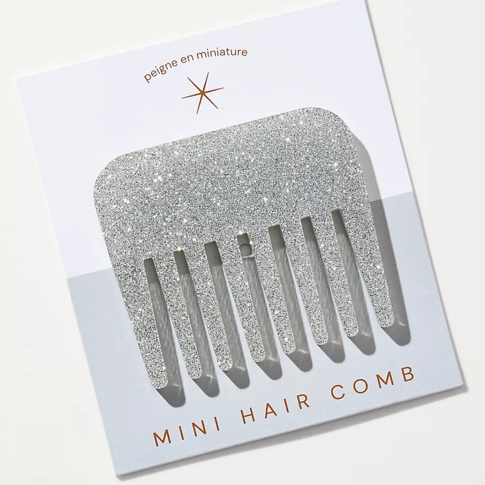 NWT Anthropologie Glitter Mini Comb Silver